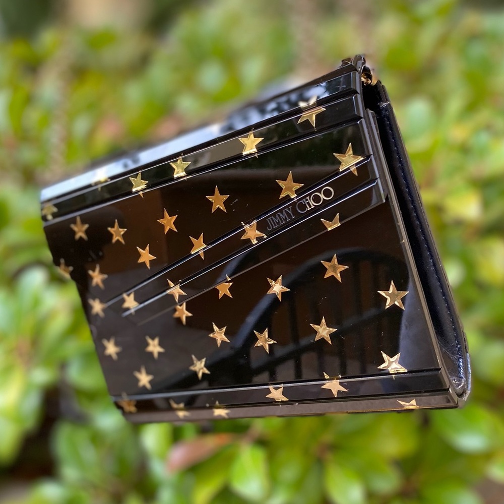 EUC JIMMY CHOO candy Star Pattern Mini Clutch Crossbody Shoulder Bag $995